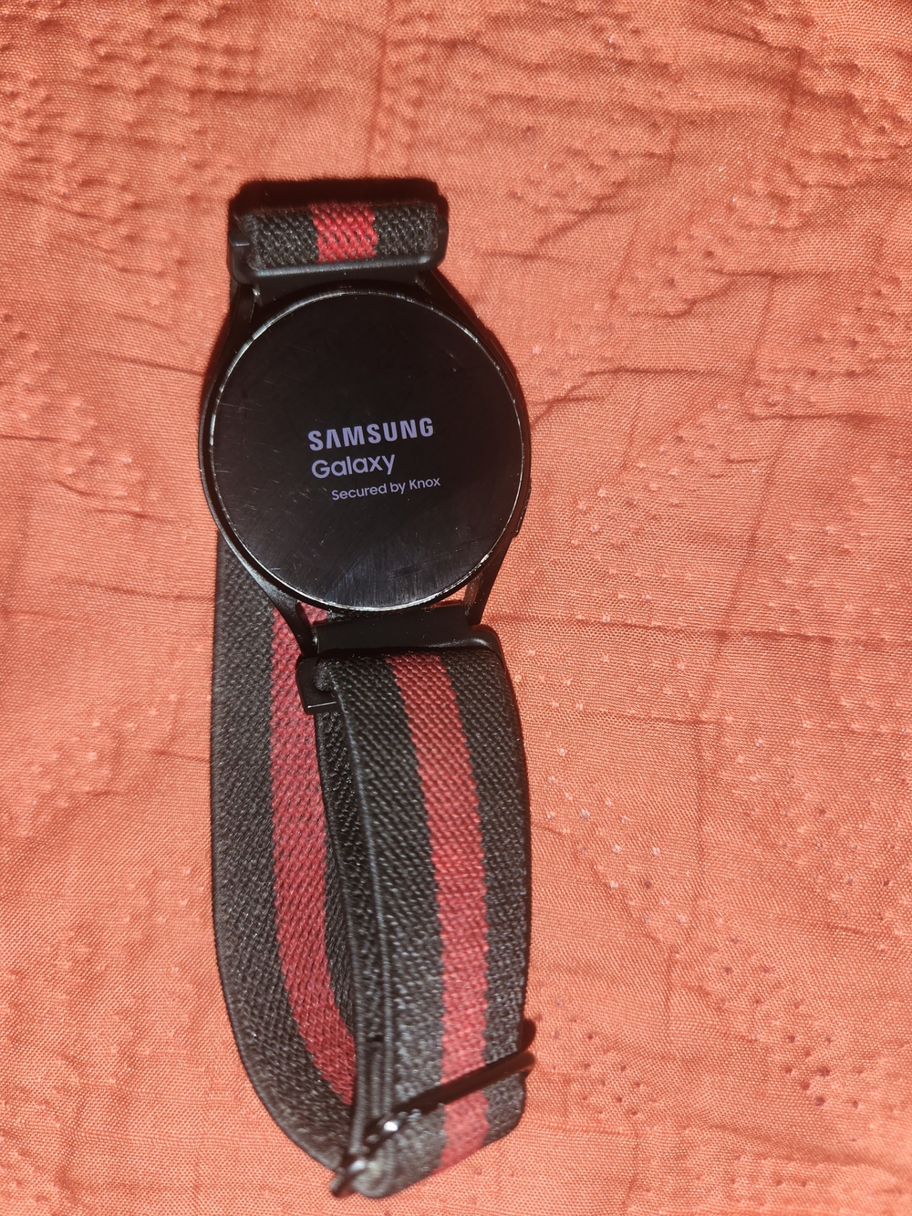 Samsung Galaxy Smartwatch 6 Classic with Black and Red Nylon Strap